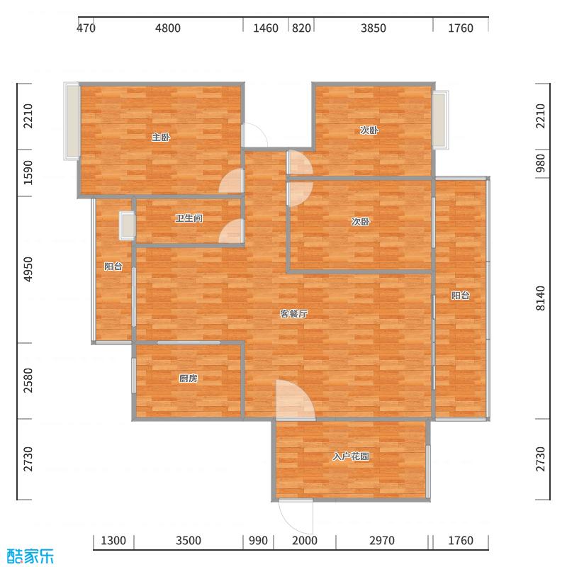 没心也没肺-172方简欧三居-户型图概览