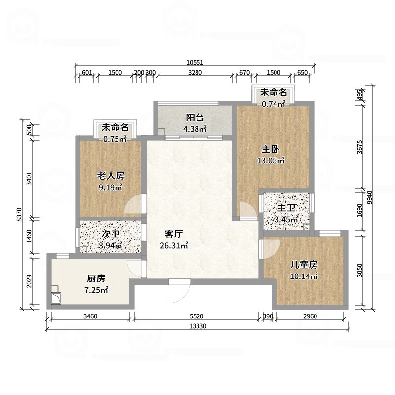艺心装饰..-蒲京雅荷奶油97㎡3室装修效果图