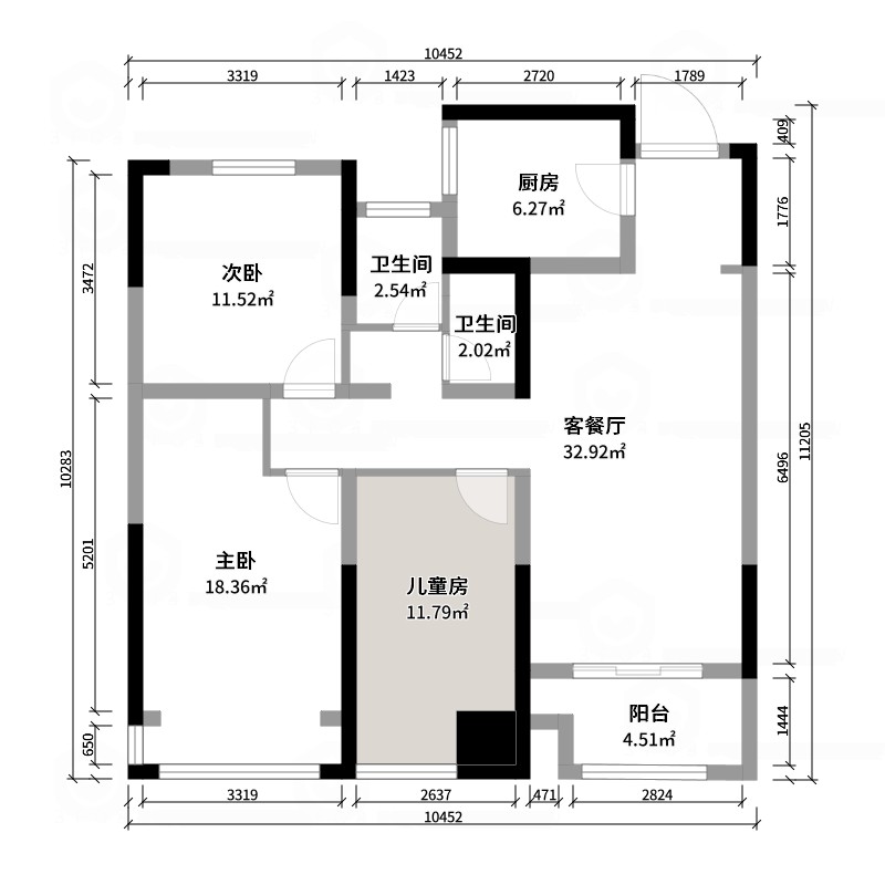 郑地东望A户型105平-朱越老师家方案-副本