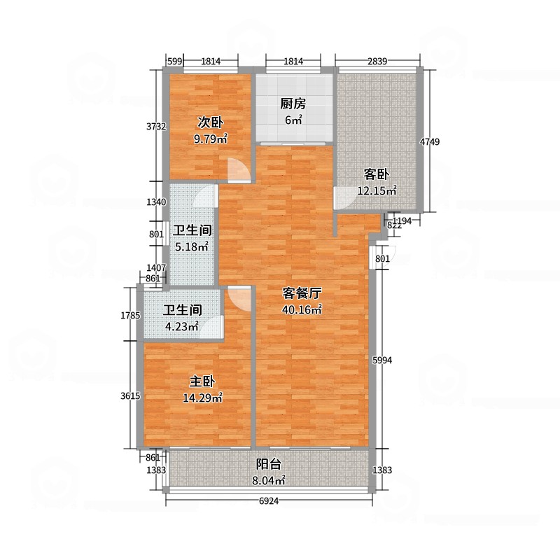 美盛北龙台1号楼,12号楼118m²