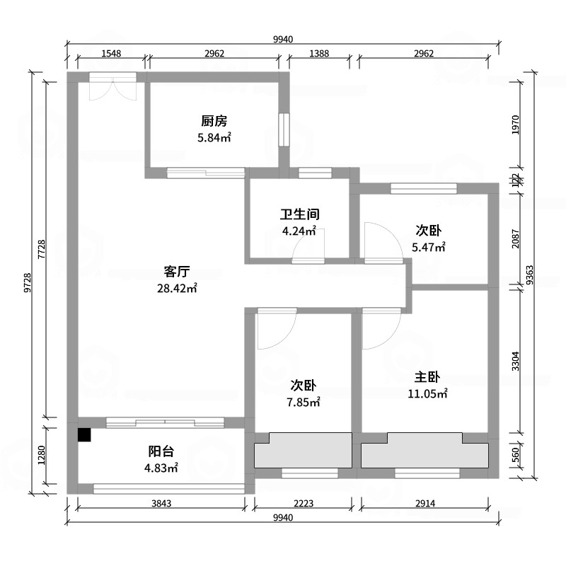碧桂园名门时代城89m-现代简约-副本
