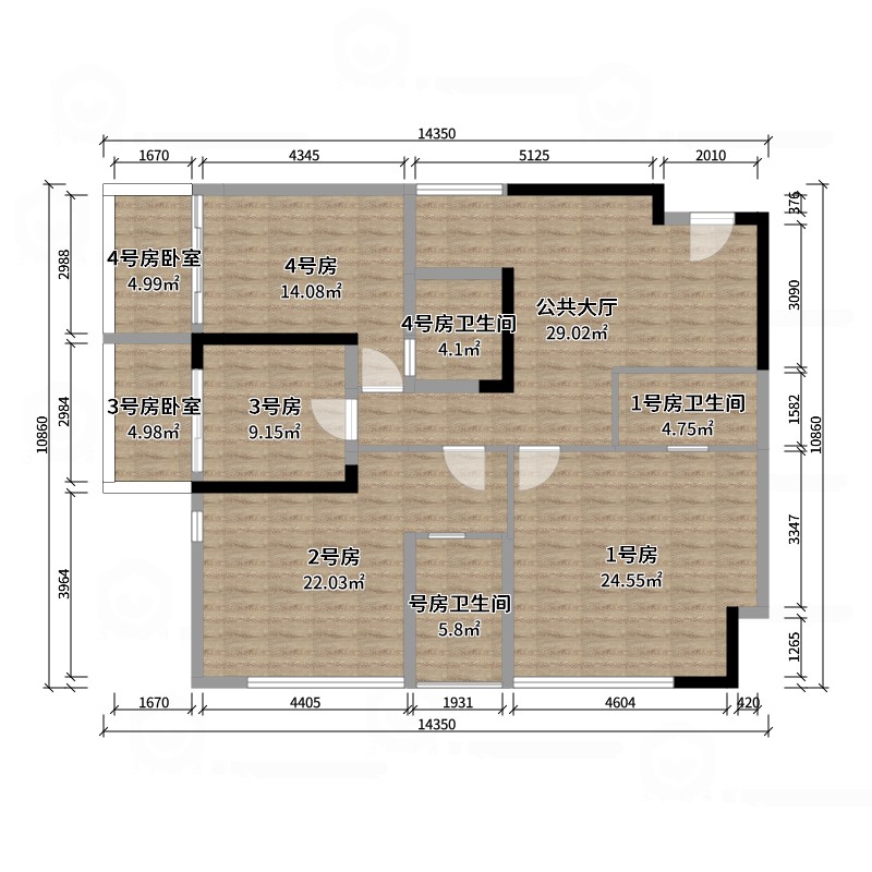 熬暖酱-阳光100A10座日式赛博朋克民宿-户型图概览