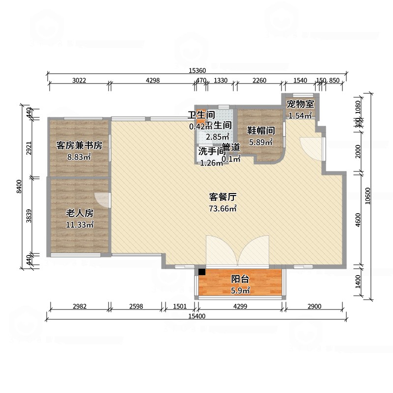 曾如意-284平混搭四居-户型图概览