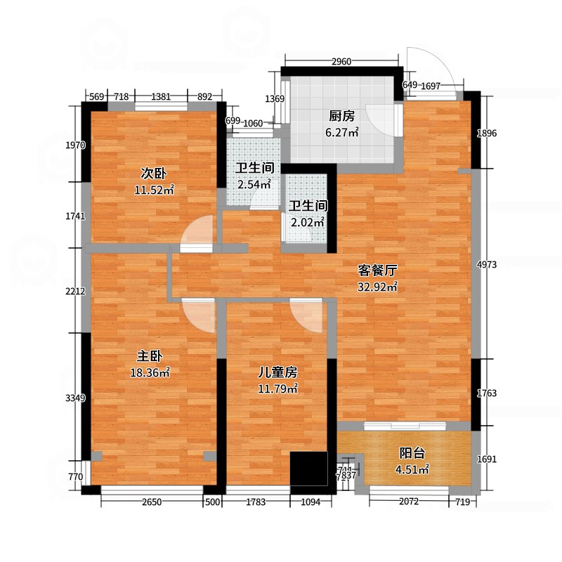 郑地东望A户型105平-朱越老师家方案