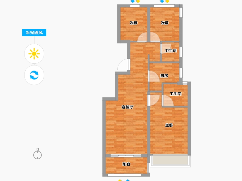 浙江省-杭州市-平峰晓庐-71.20-户型库-采光通风