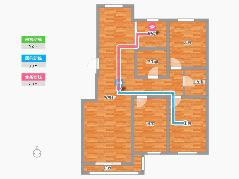 辽宁省-鞍山市-东峦玉阁-108.02-户型库-动静线