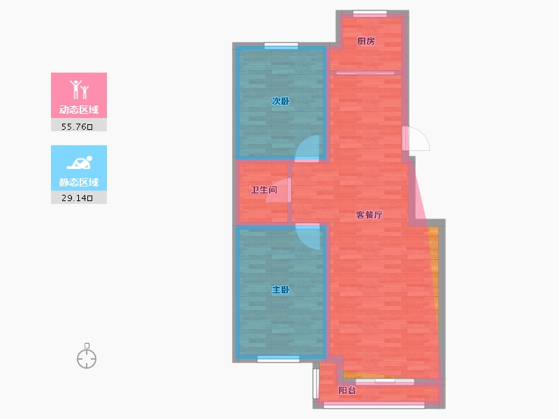 辽宁省-鞍山市-东峦玉阁-77.47-户型库-动静分区