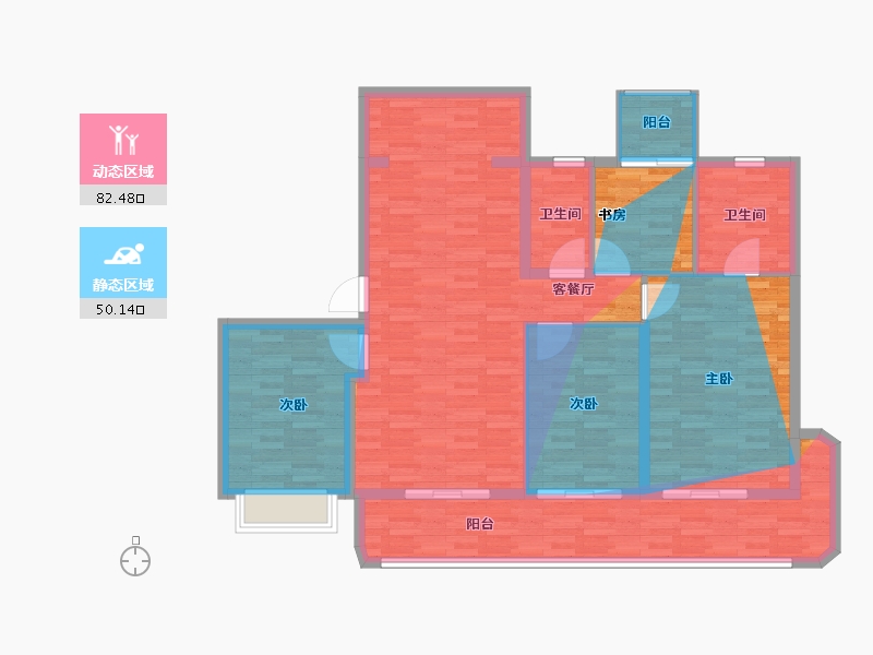 浙江省-台州市-方远朗成·滨河四季-124.56-户型库-动静分区