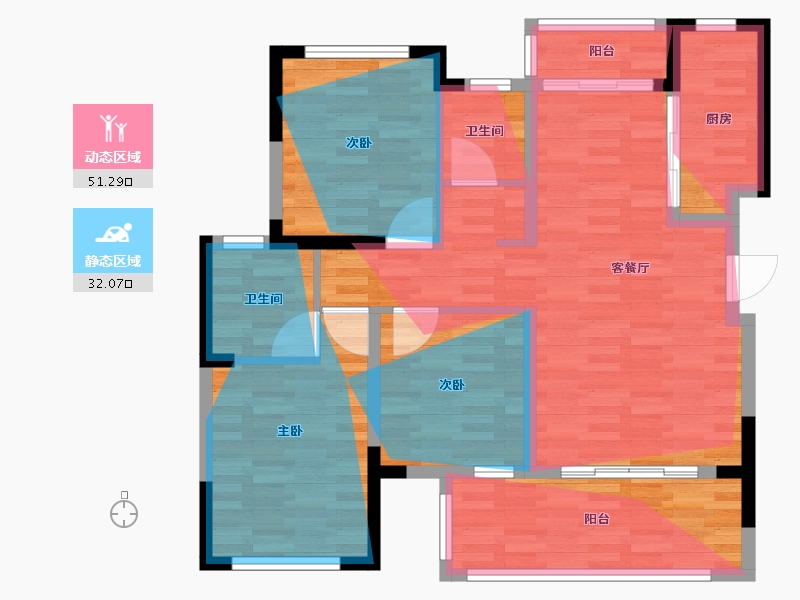 四川省-德阳市-锦利锦御府二期-88.42-户型库-动静分区