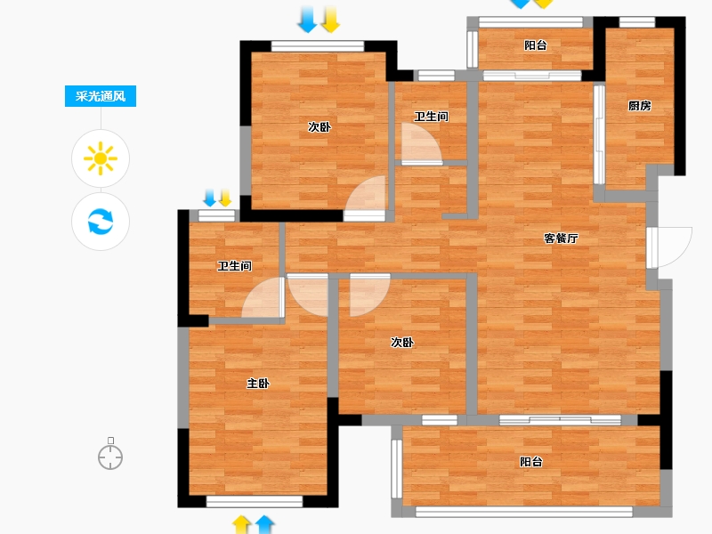 四川省-德阳市-锦利锦御府二期-88.42-户型库-采光通风