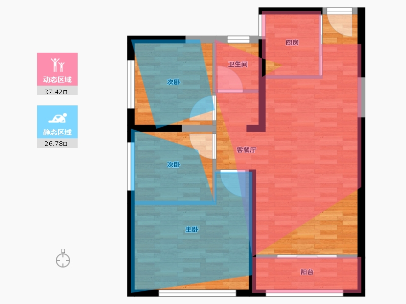 河北省-唐山市-恒茂国际都会二期-70.15-户型库-动静分区