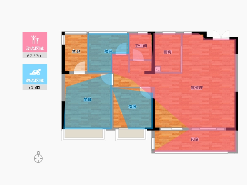 安徽省-合肥市-甘棠路TOD棠悦风华-108.64-户型库-动静分区