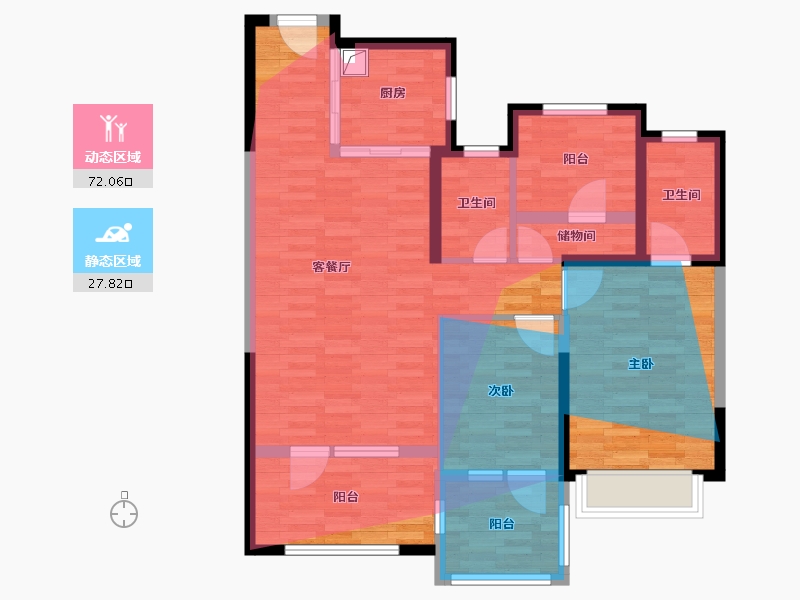 陕西省-西安市-中海·锦业元晟-96.30-户型库-动静分区