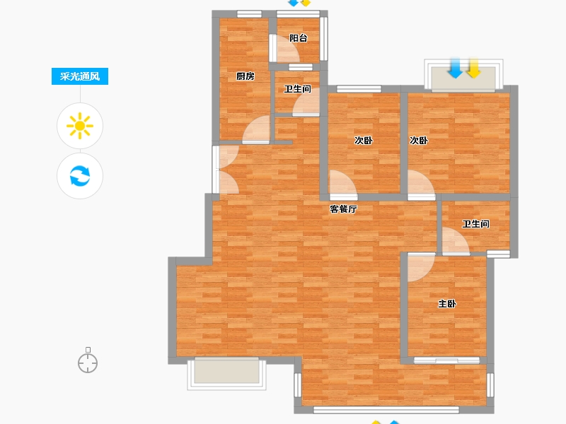 四川省-德阳市-金玉院子-95.47-户型库-采光通风