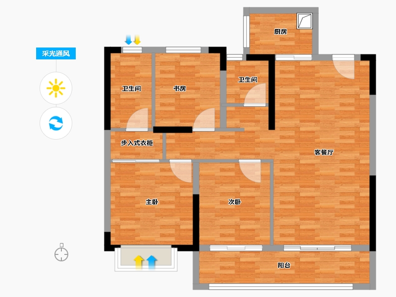 陕西省-延安市-理想城-92.01-户型库-采光通风