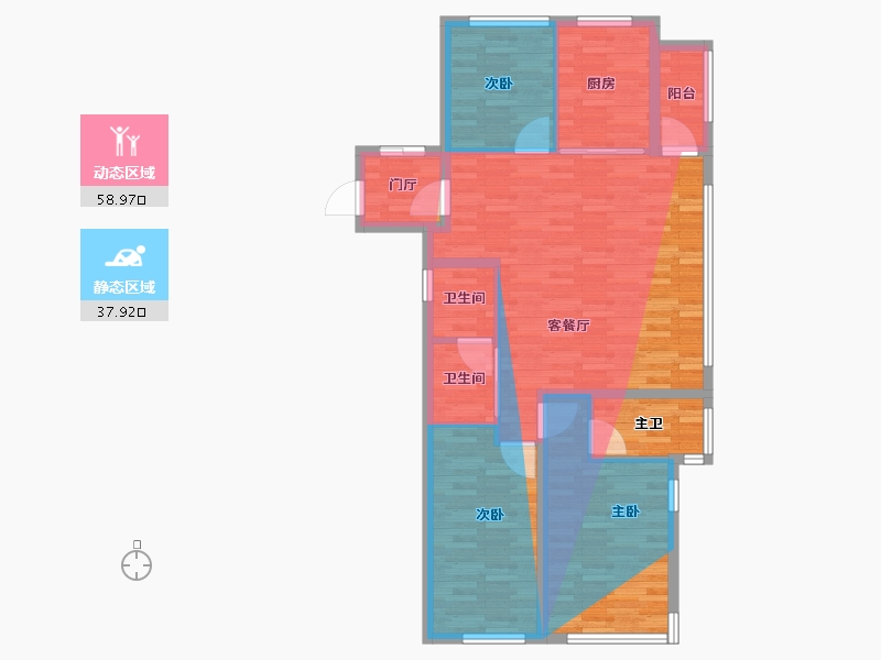 湖北省-武汉市-绿城·桂湖雲翠-97.05-户型库-动静分区