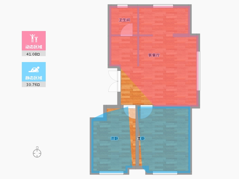 内蒙古自治区-鄂尔多斯市-万正·康和云璟-71.49-户型库-动静分区