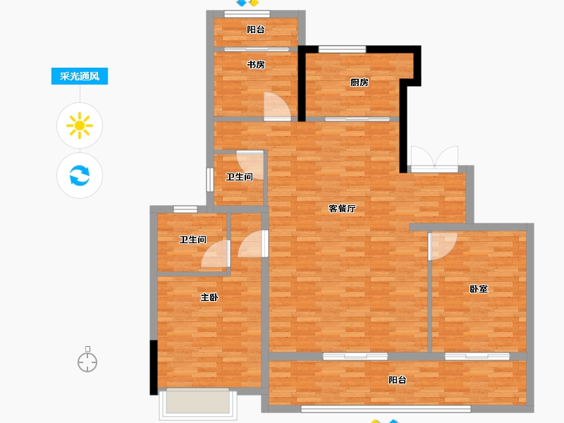 浙江省-台州市-城发·江畔雲墅-107.96-户型库-采光通风