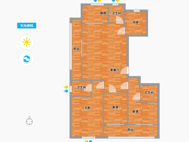 浙江省-杭州市-臻品府-127.45-户型库-采光通风