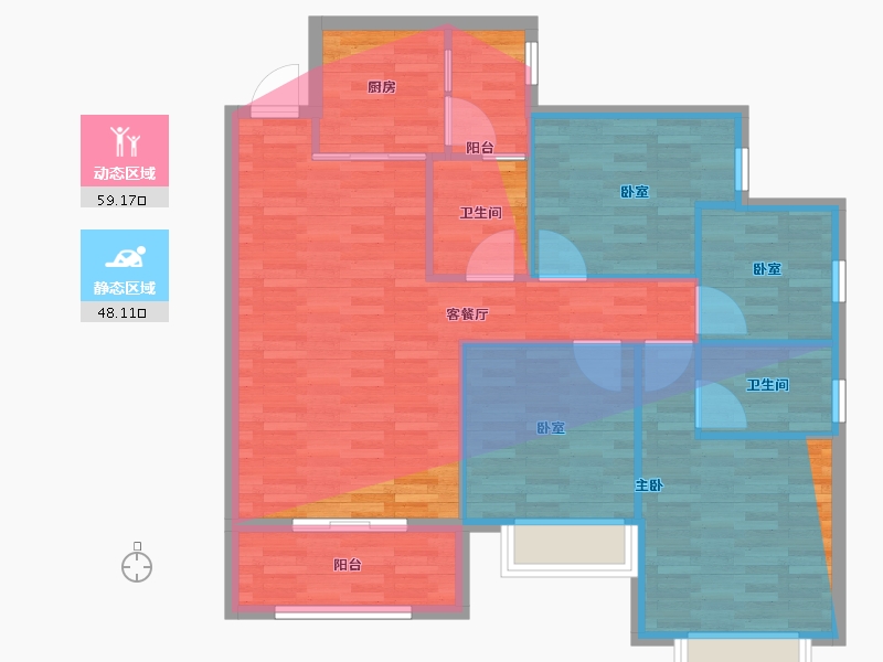 贵州省-贵阳市-花果园中央商务区-95.50-户型库-动静分区