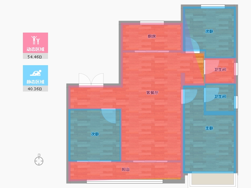 河北省-邯郸市-荣科东城悦郡-86.40-户型库-动静分区