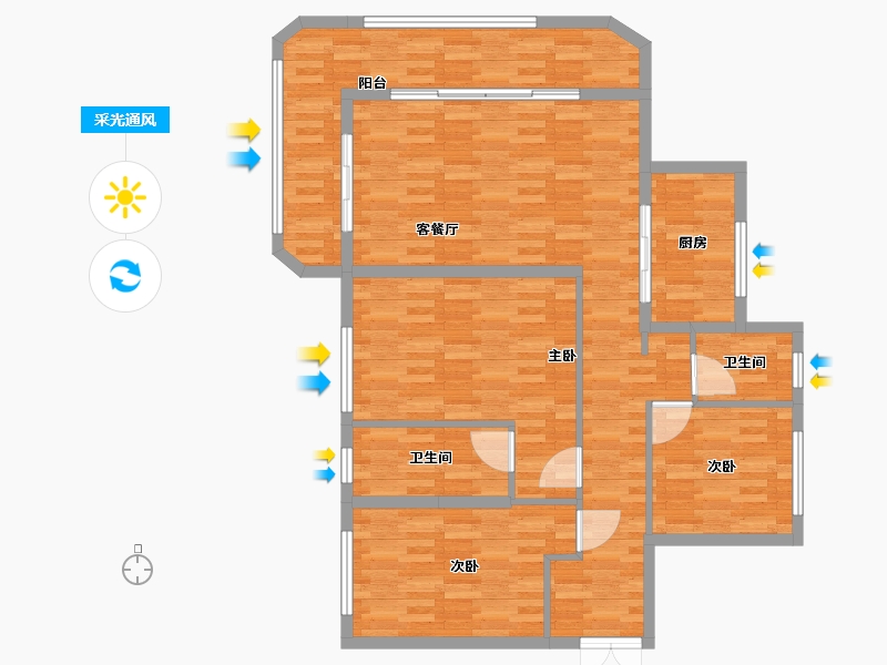 河北省-石家庄市-瑞璟春和-137.00-户型库-采光通风