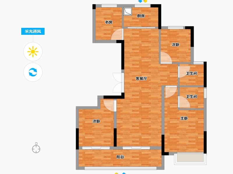 浙江省-绍兴市-剡湖云璟-104.80-户型库-采光通风