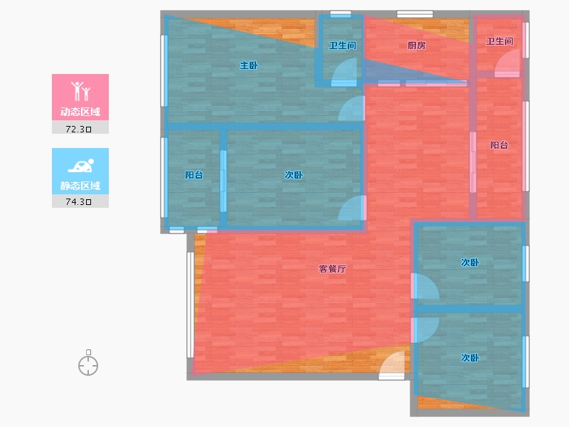 湖南省-湘西土家族苗族自治州-卫计局宿舍-145.00-户型库-动静分区