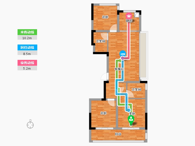 浙江省-台州市-湖滨壹号 雍景墅-88.00-户型库-动静线