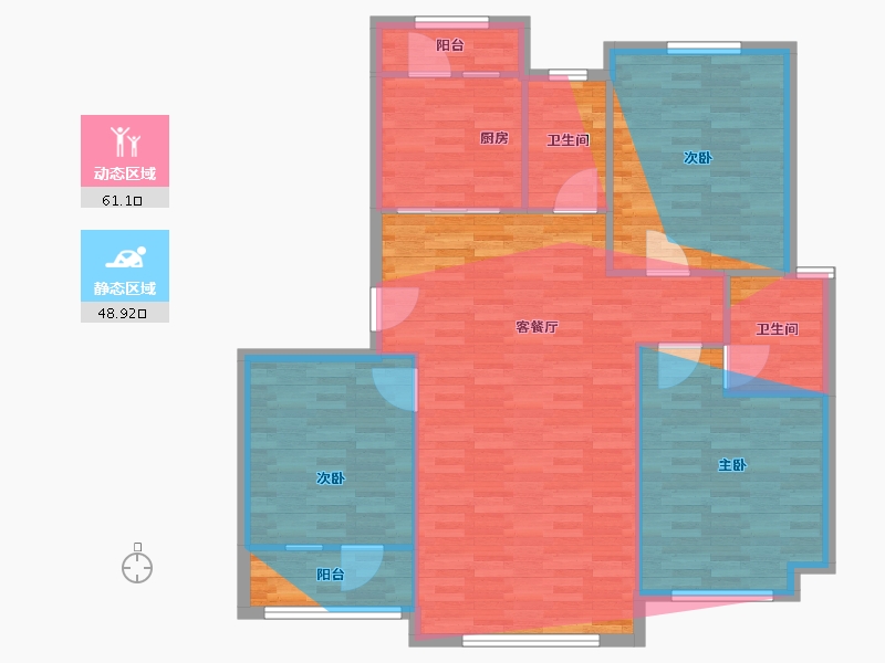 辽宁省-大连市-香海金鼎回迁-100.61-户型库-动静分区