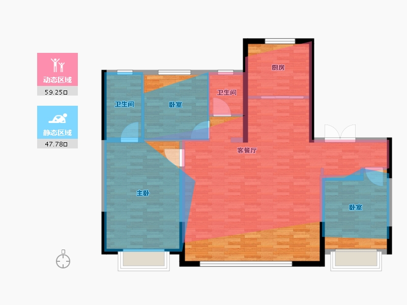 内蒙古自治区-乌海市-广纳紫宸府-113.60-户型库-动静分区