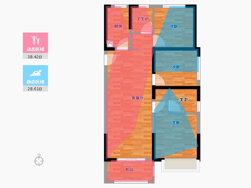 河南省-郑州市-白鹭源春晓十六号院-85.84-户型库-动静分区