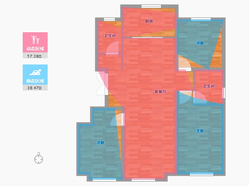 内蒙古自治区-鄂尔多斯市-万正·康和云璟-93.94-户型库-动静分区