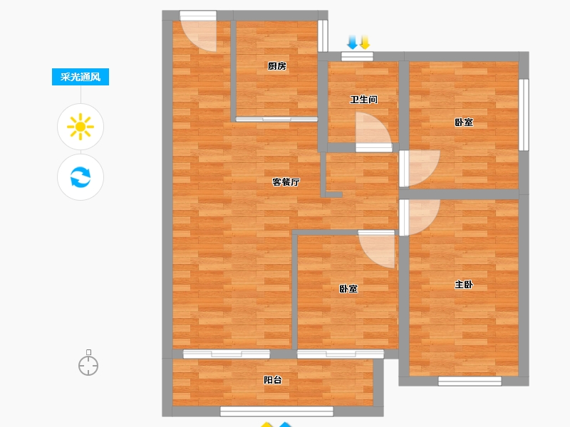 上海-上海市-四季都会青藤里-80.00-户型库-采光通风