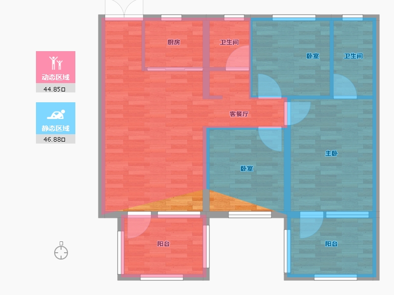 河北省-保定市-时代芳华-85.18-户型库-动静分区