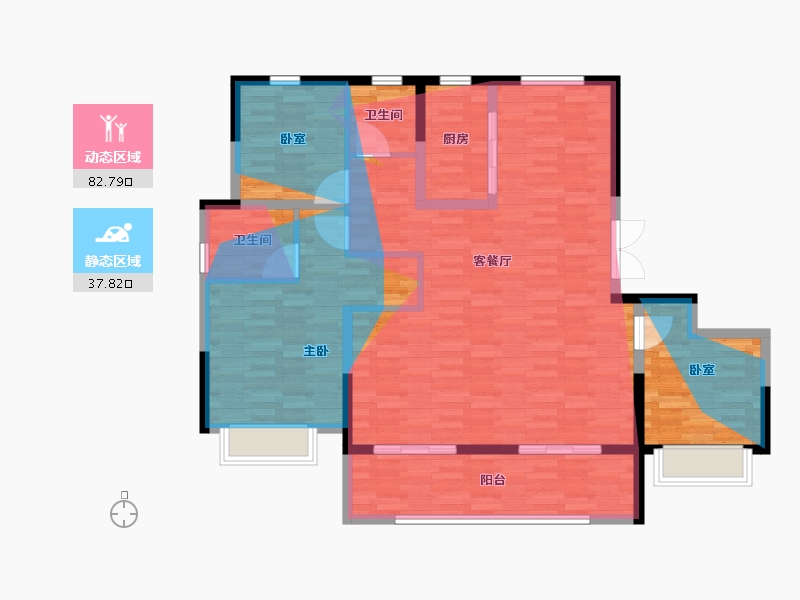 浙江省-绍兴市-剡湖云璟-114.57-户型库-动静分区