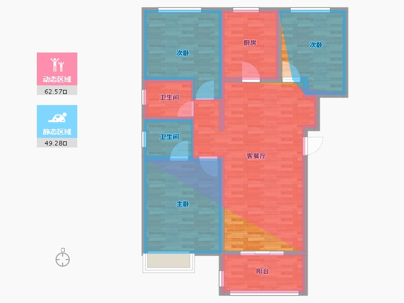 山西省-临汾市-恒富蓝天公馆二期-101.60-户型库-动静分区