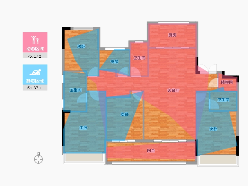 浙江省-湖州市-得力咏翎府-157.24-户型库-动静分区