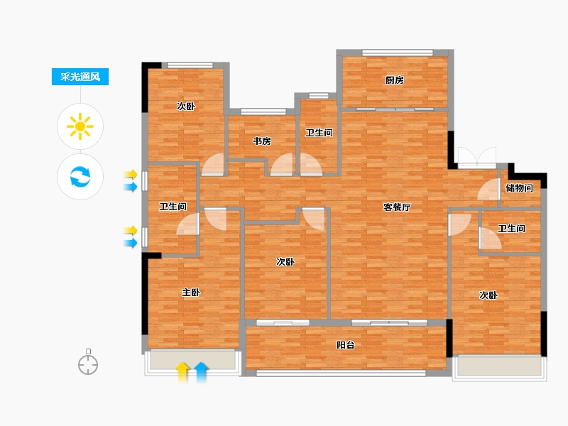 浙江省-湖州市-得力咏翎府-157.24-户型库-采光通风