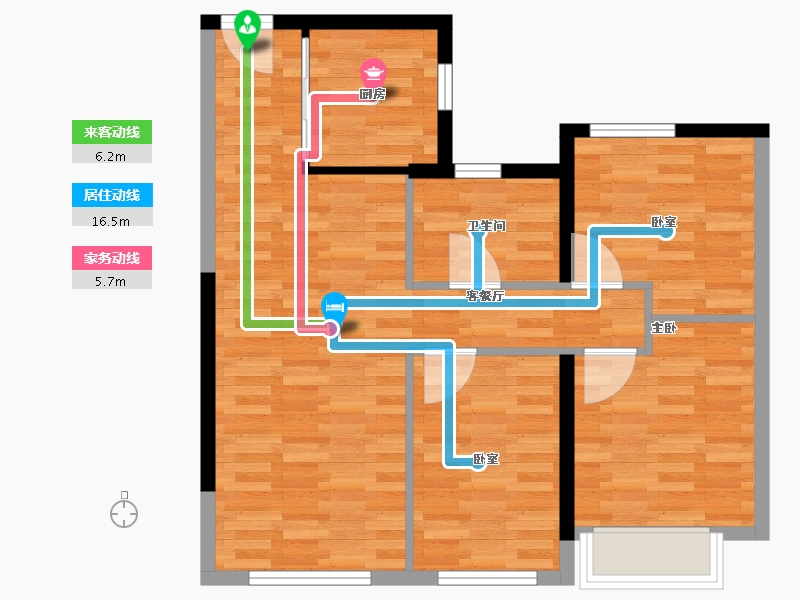 浙江省-台州市-天和幸福里-70.39-户型库-动静线