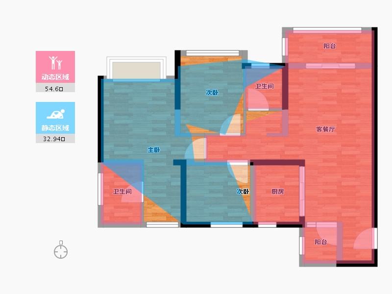 四川省-绵阳市-万向紫气东来-80.45-户型库-动静分区