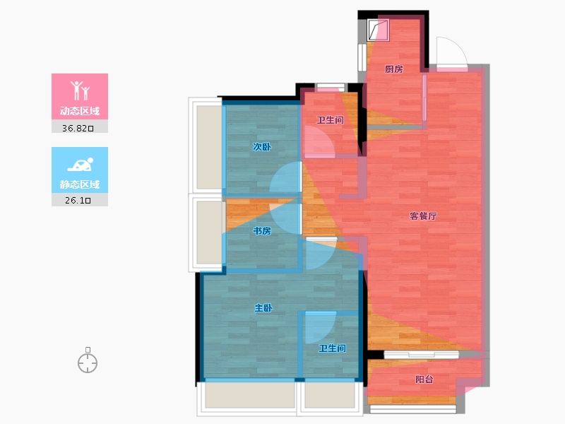 贵州省-贵阳市-贵阳电建云岩赋-63.69-户型库-动静分区