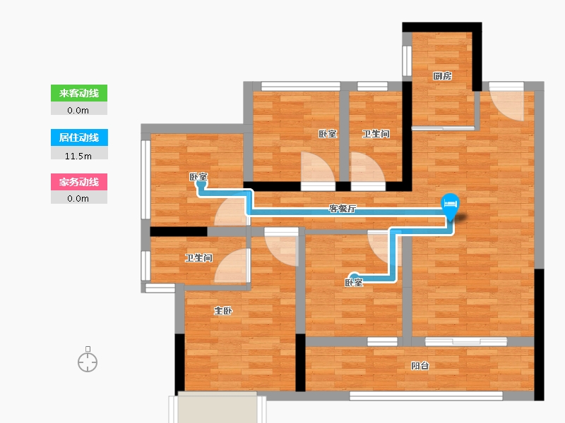 广西壮族自治区-南宁市-麒麟云都-70.29-户型库-动静线