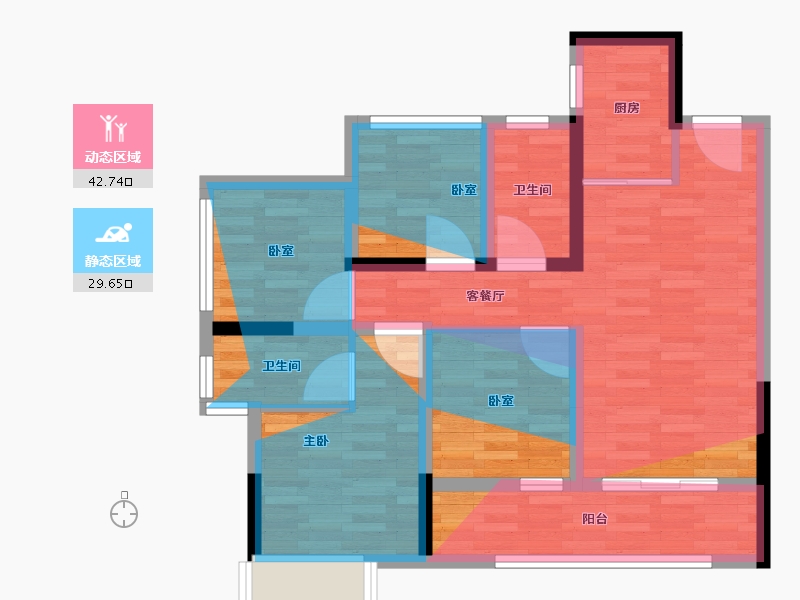 广西壮族自治区-南宁市-麒麟云都-70.29-户型库-动静分区