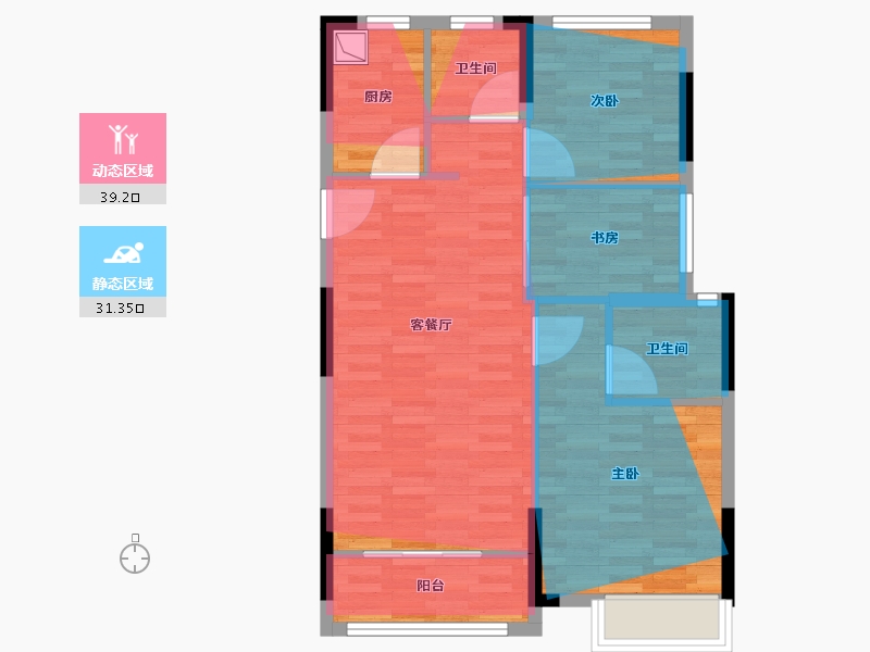 浙江省-金华市-婺城城投文晖雅居-71.20-户型库-动静分区