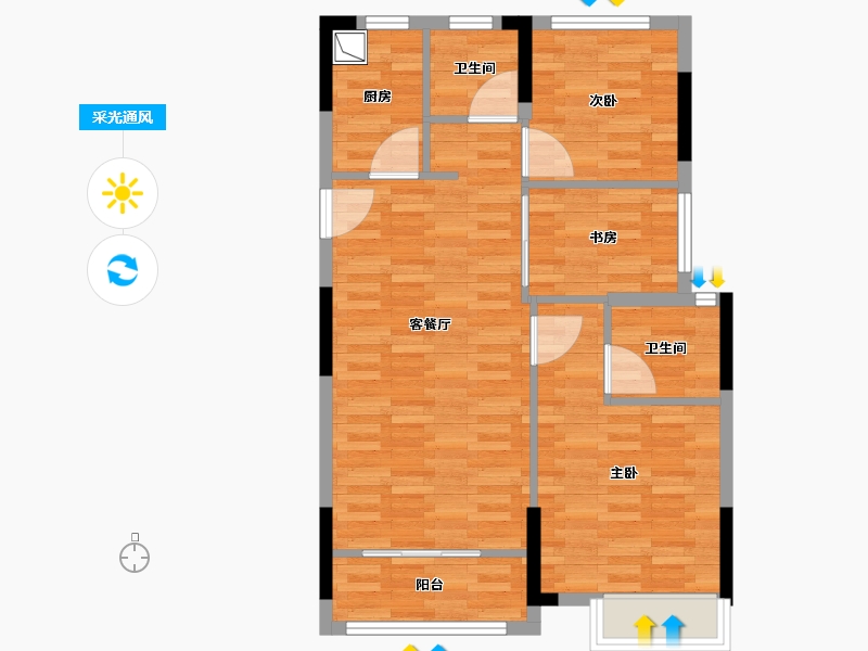 浙江省-金华市-婺城城投文晖雅居-71.20-户型库-采光通风