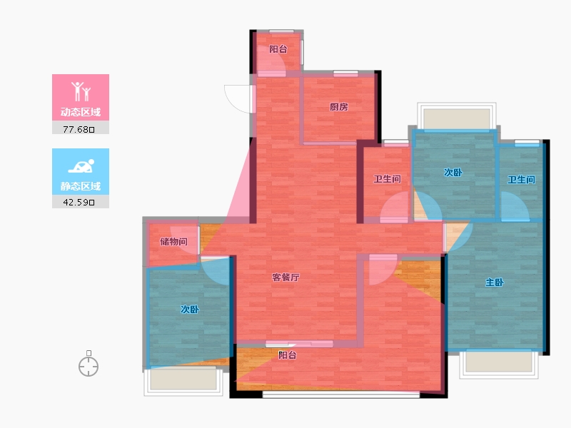 湖南省-长沙市-中建·翡翠天序-114.40-户型库-动静分区