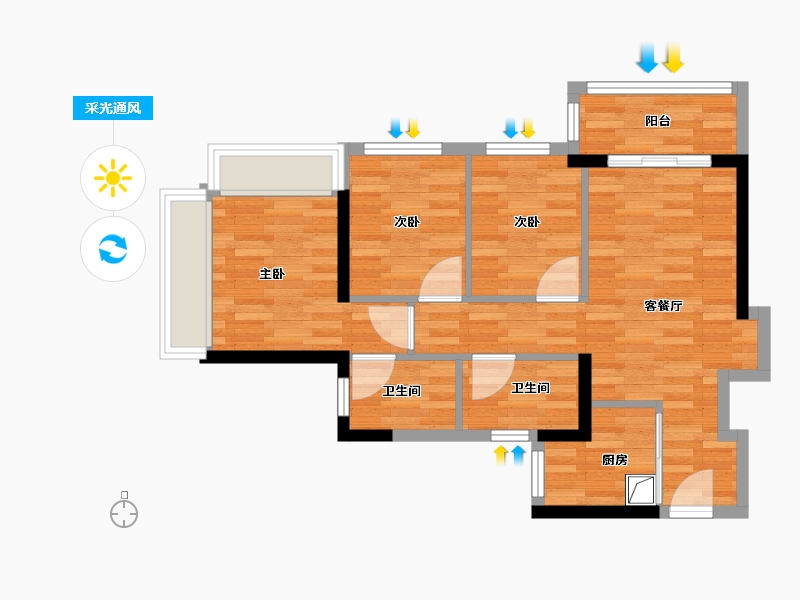 广东省-深圳市-中建·观玥-62.22-户型库-采光通风