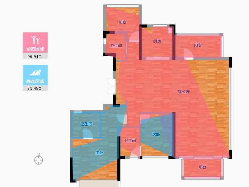 海南省-三亚市-三亚观岚-143.46-户型库-动静分区