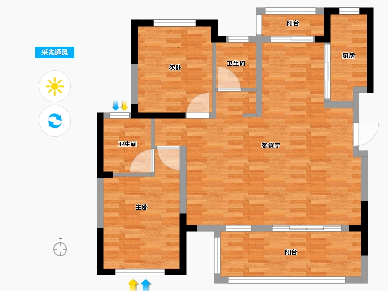 四川省-德阳市-锦利锦御府二期-86.95-户型库-采光通风